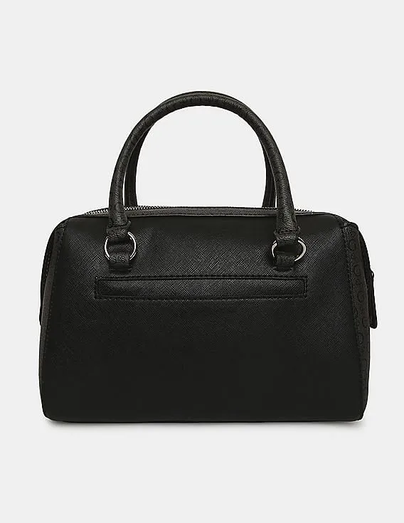 GUESS Women Black Roman Satchel Bag