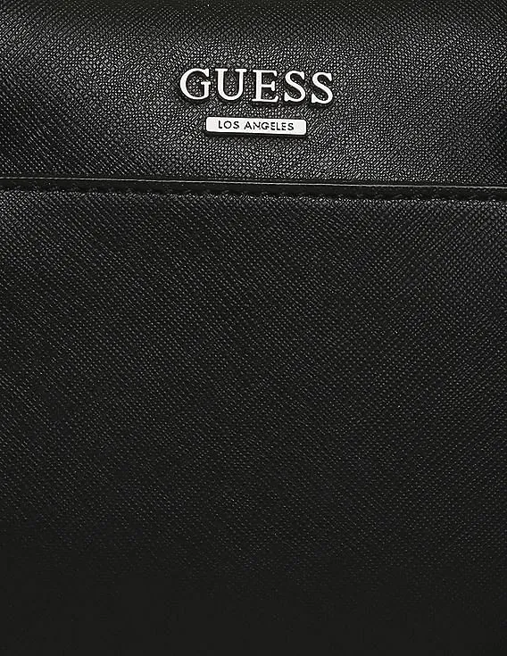 GUESS Women Black Roman Satchel Bag