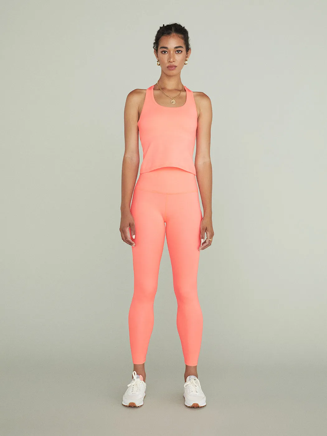 Heather Rib Racerback Flash Tank - Peach Sorbet Heather Rib