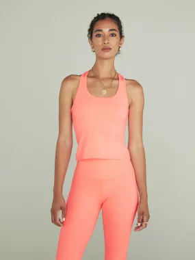 Heather Rib Racerback Flash Tank - Peach Sorbet Heather Rib