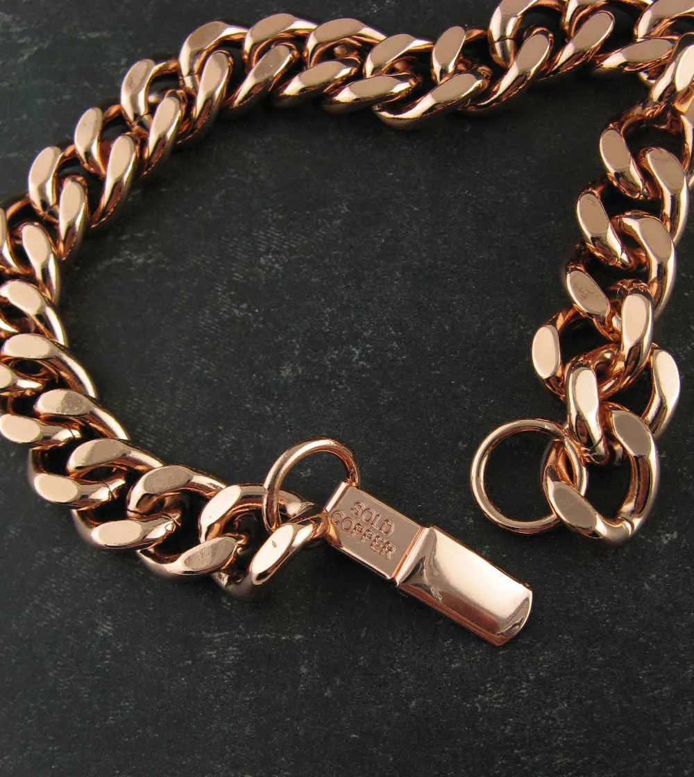 Heavy Copper Chain Link Bracelet With Fold-Over Clasp