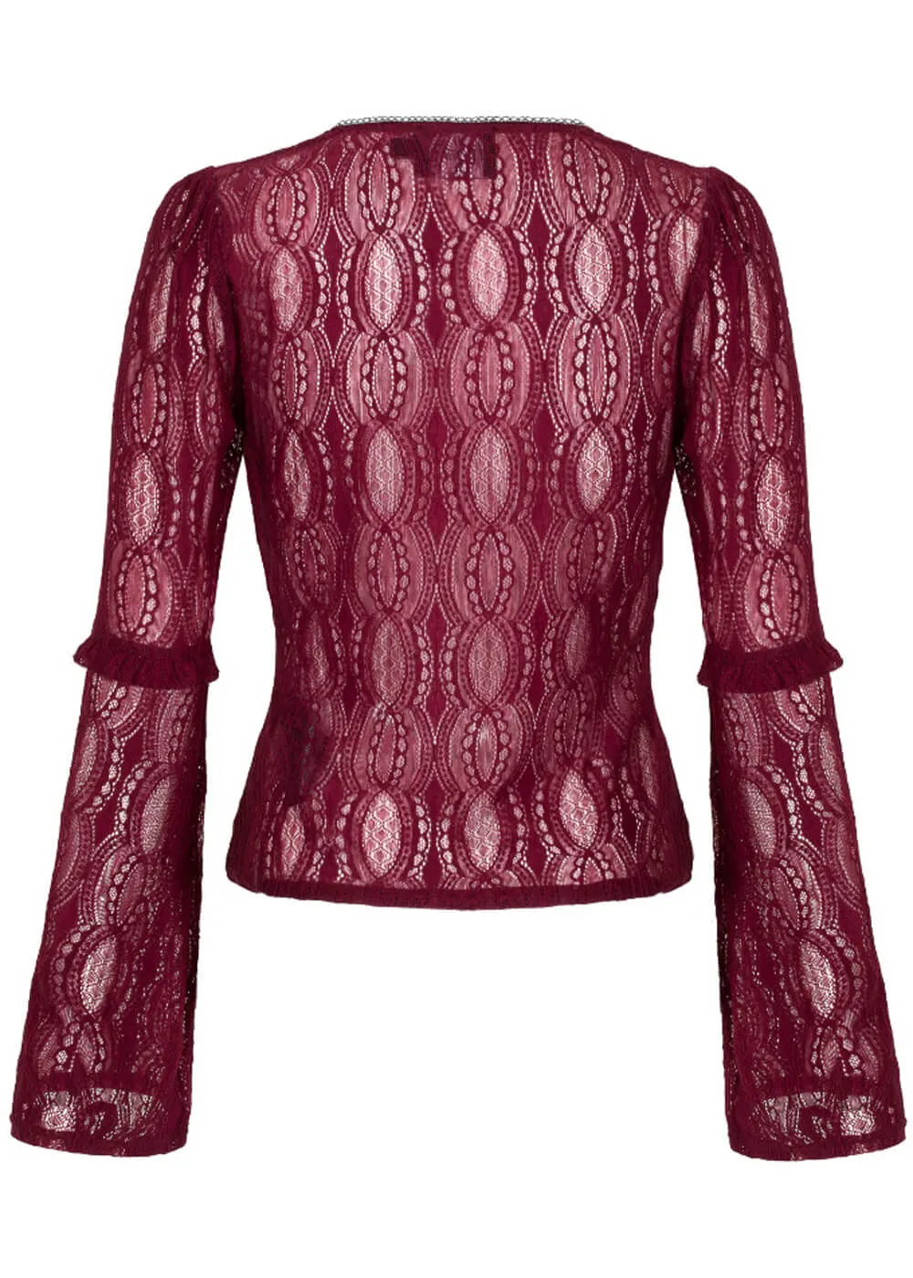 Hell Bunny Rhea Lace 70's Top Burgundy