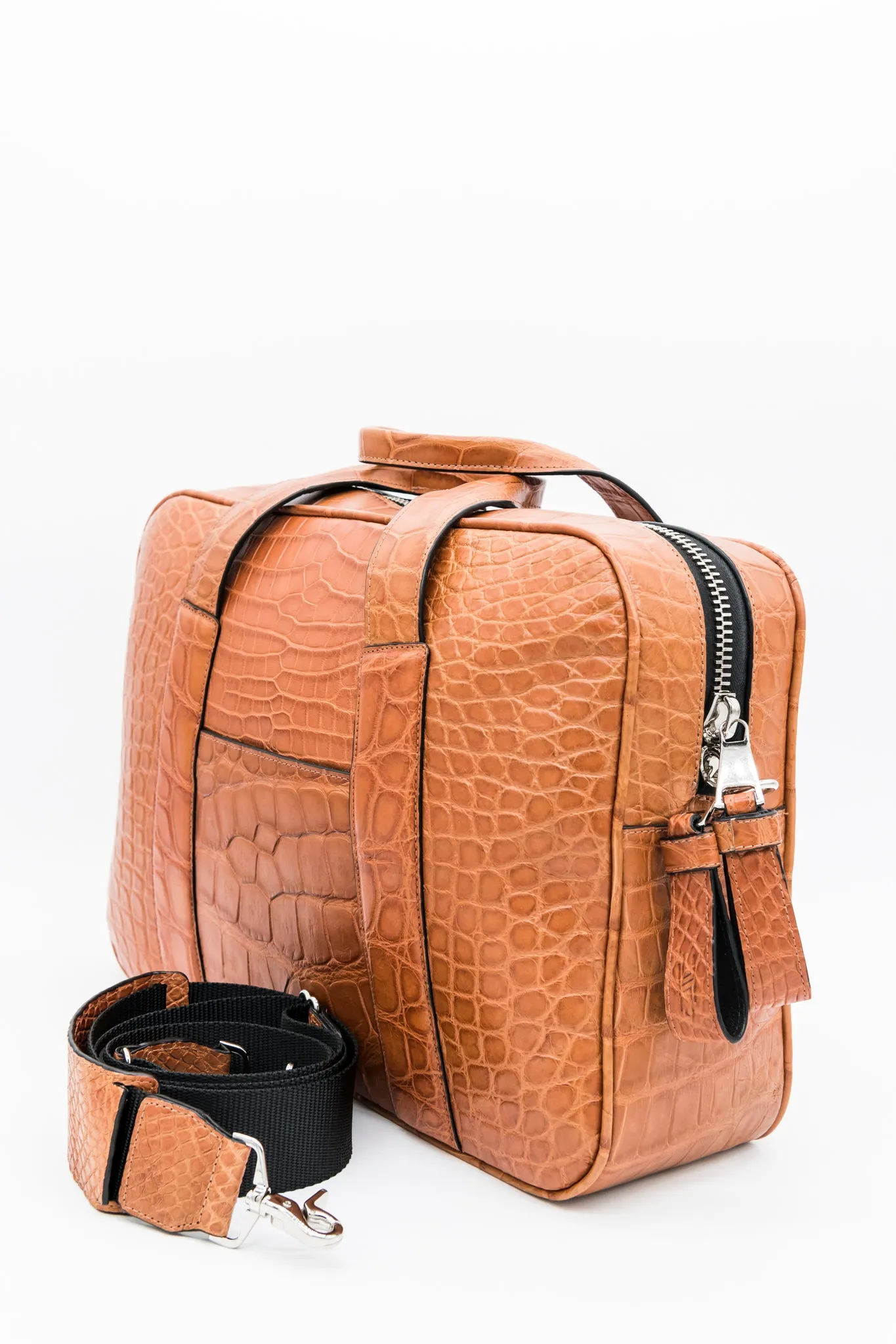 HL James Alligator Travel Satchel Chestnut