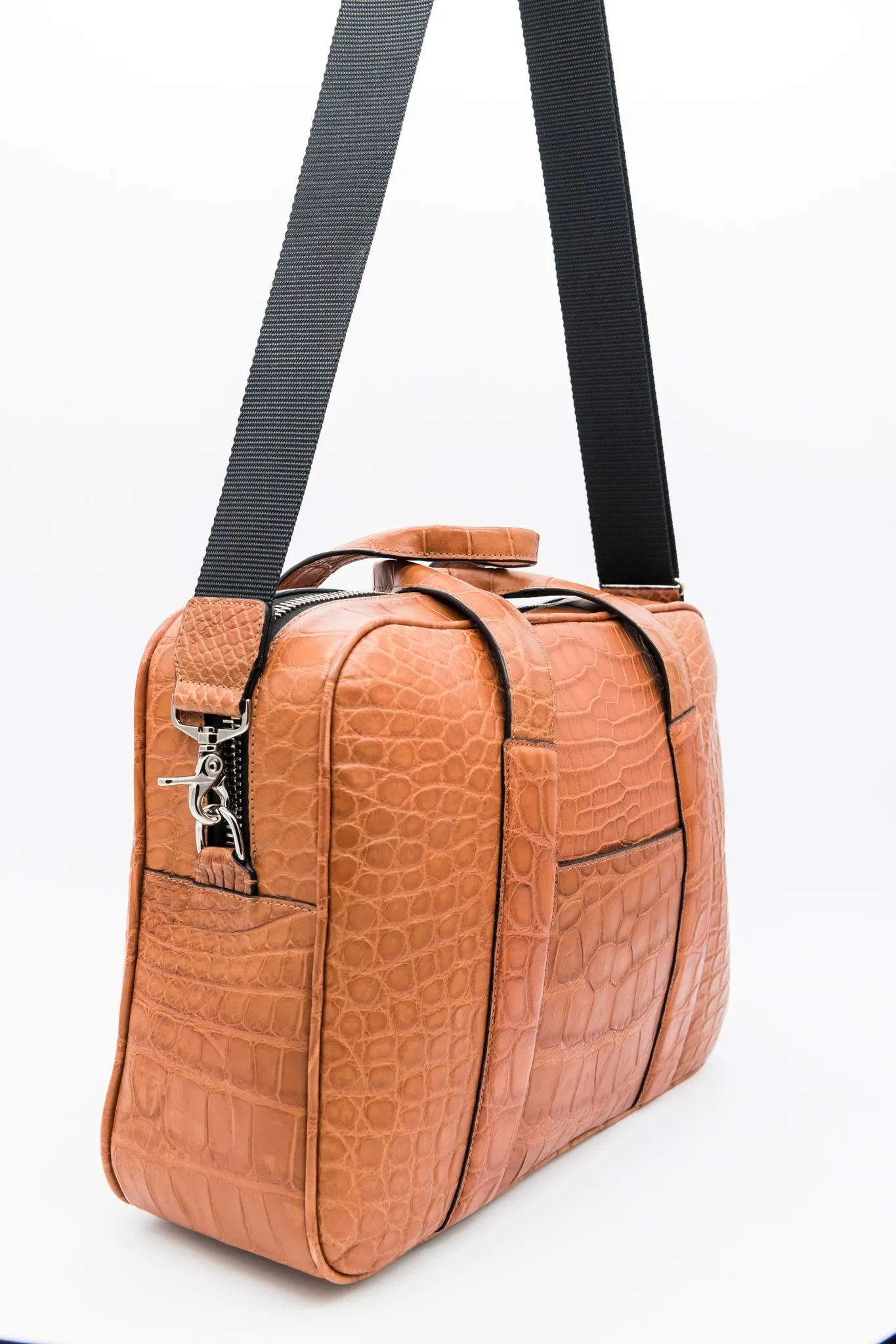 HL James Alligator Travel Satchel Chestnut