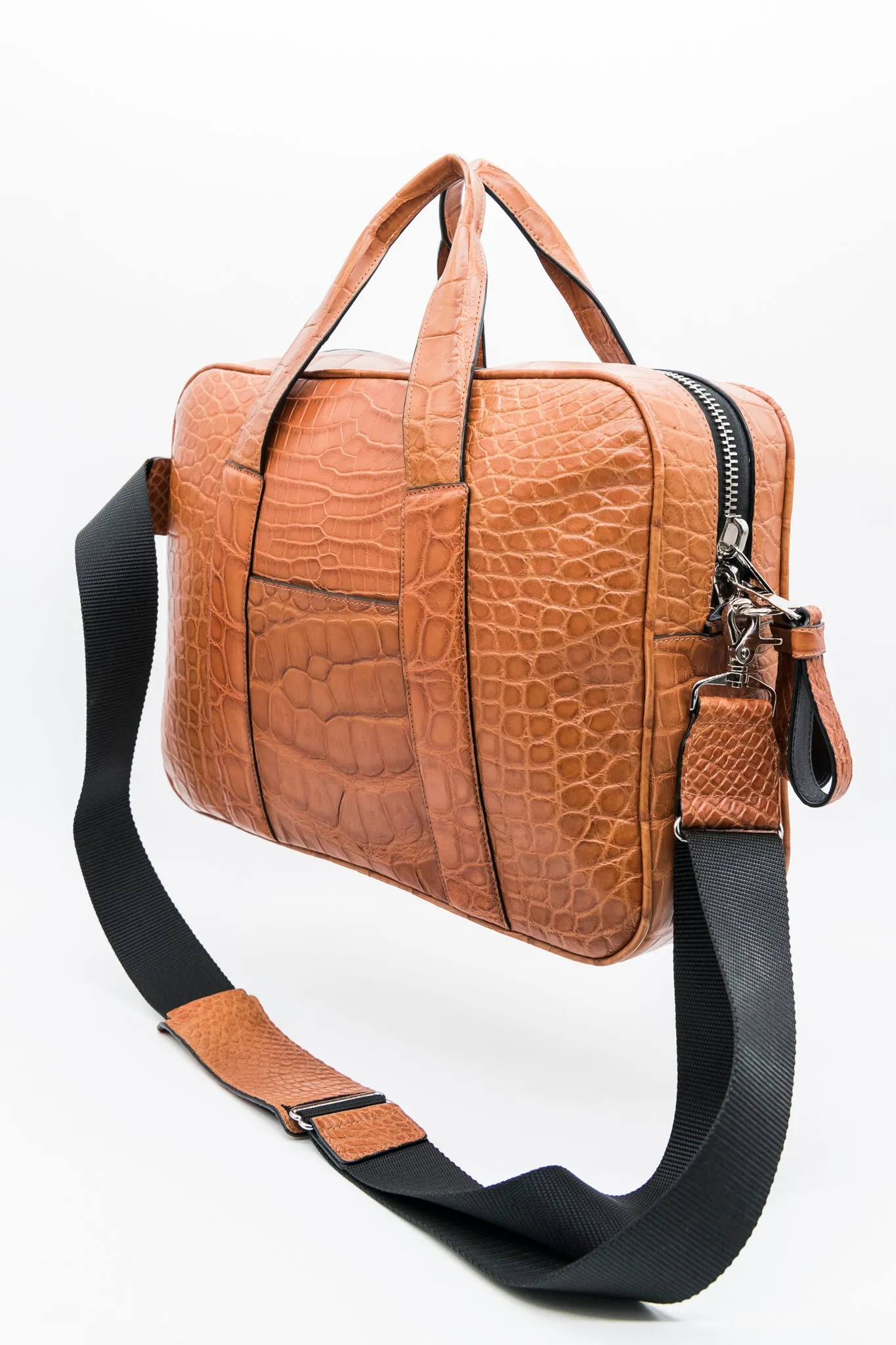 HL James Alligator Travel Satchel Chestnut