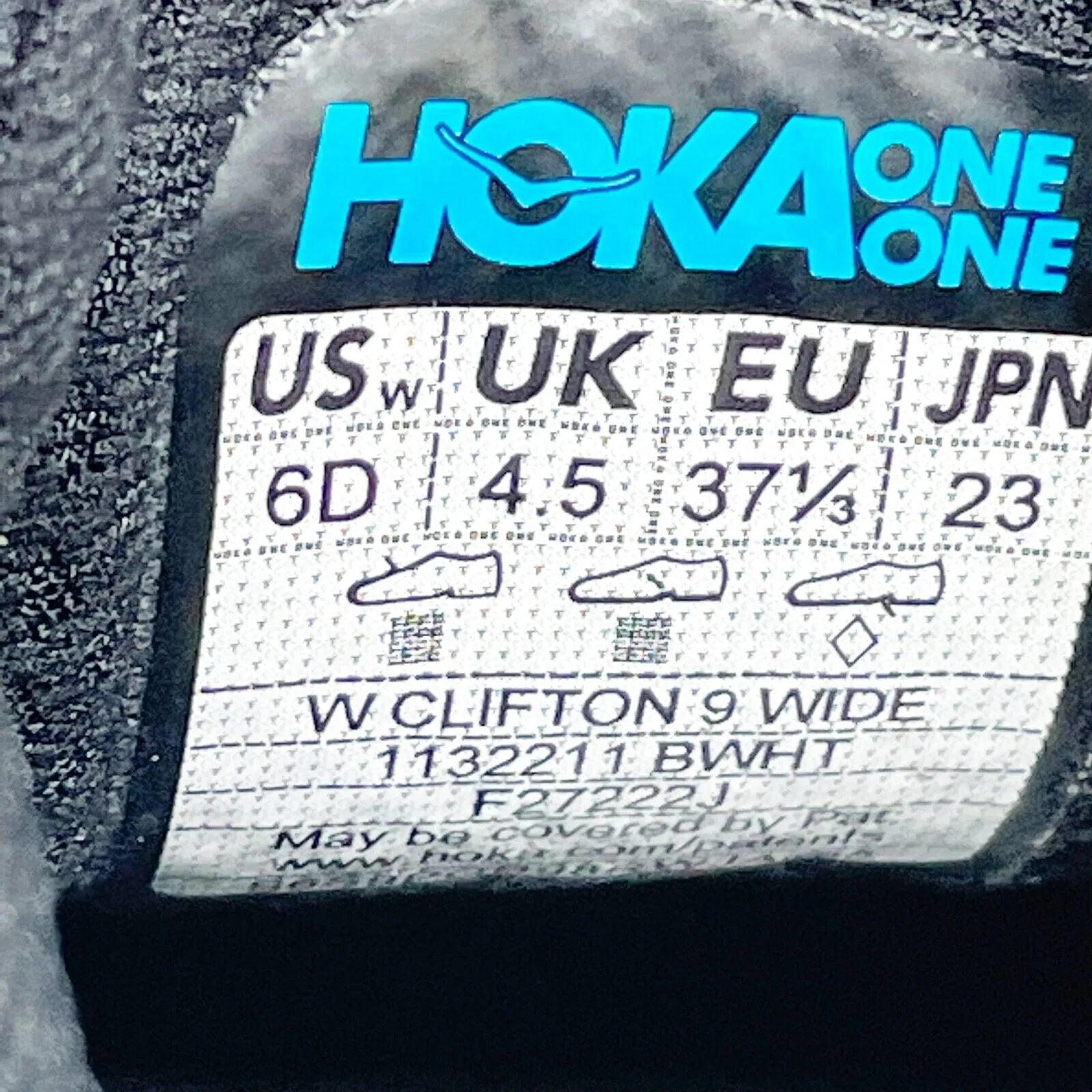 Hoka One One Womens Clifton 9 1132211 BWHT Black Running Shoes Sneakers Size 6 D