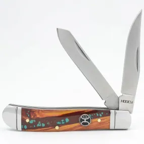 HOOEY BROWN/TURQUOISE TRAPPER KNIFE