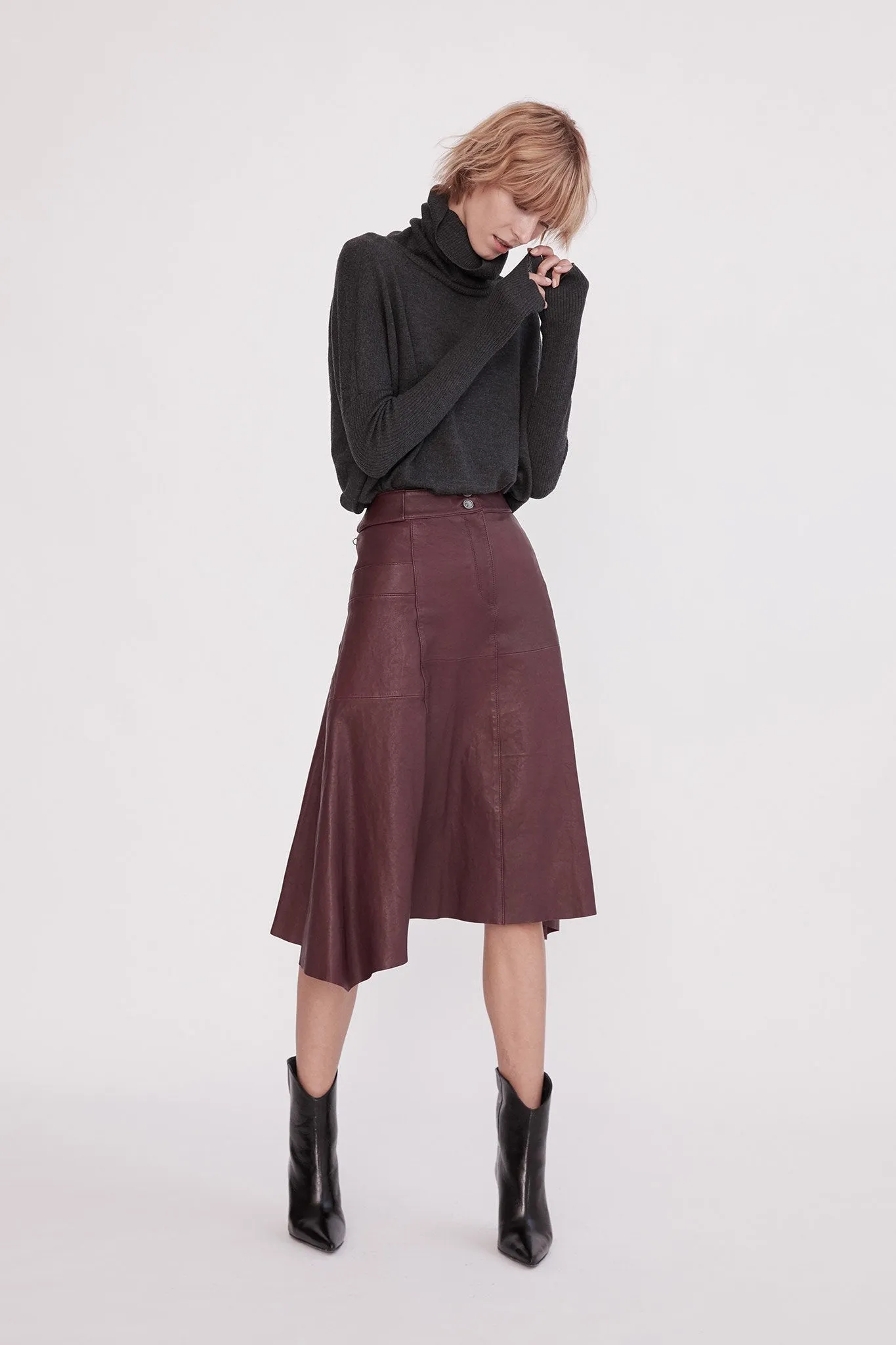 Hudson High-Rise Skirt Shiraz Leather