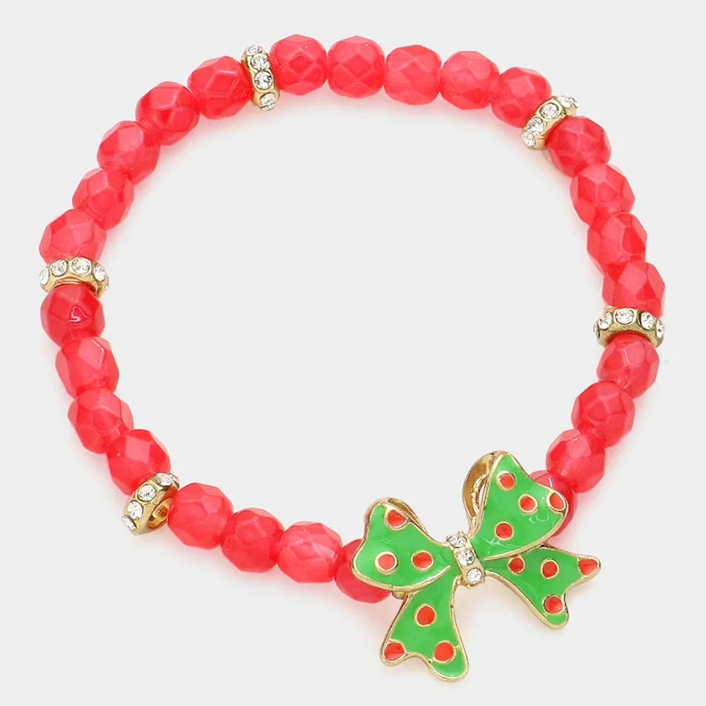 iLLASPARKZ Enamel bow beaded stretch bracelet