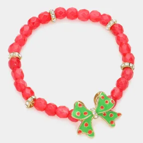 iLLASPARKZ Enamel bow beaded stretch bracelet