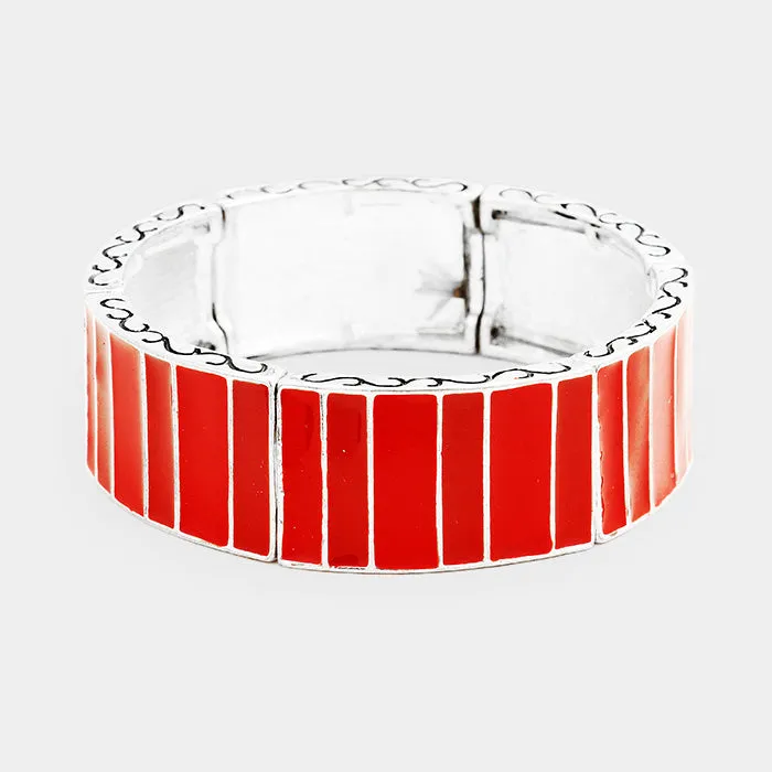 iLLASPARKZ Enamel Rectangle Pattern Stretch Bracelet