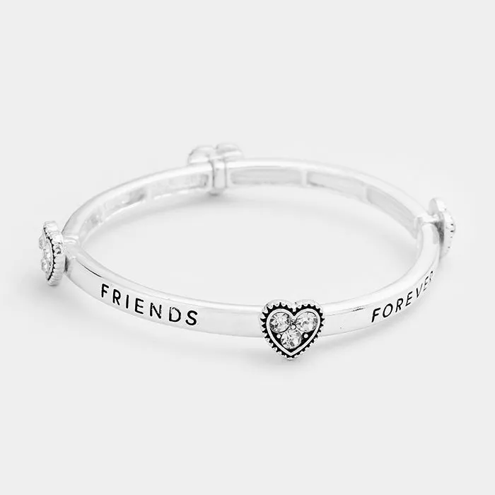 iLLASPARKZ Forever Friends Stone Heart Metal Stretch Bracelet