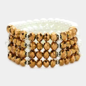 iLLASPARKZ Two Tone Pearl Glass Bead Stretch Bracelet