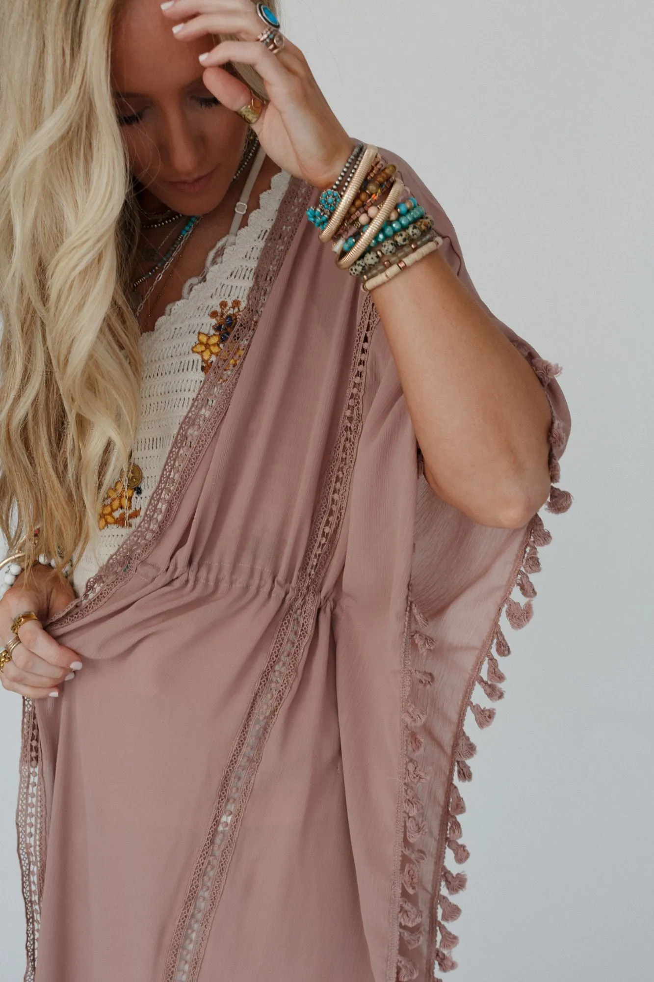 Infinite Sunrise Tassel Tie Kimono - Mocha