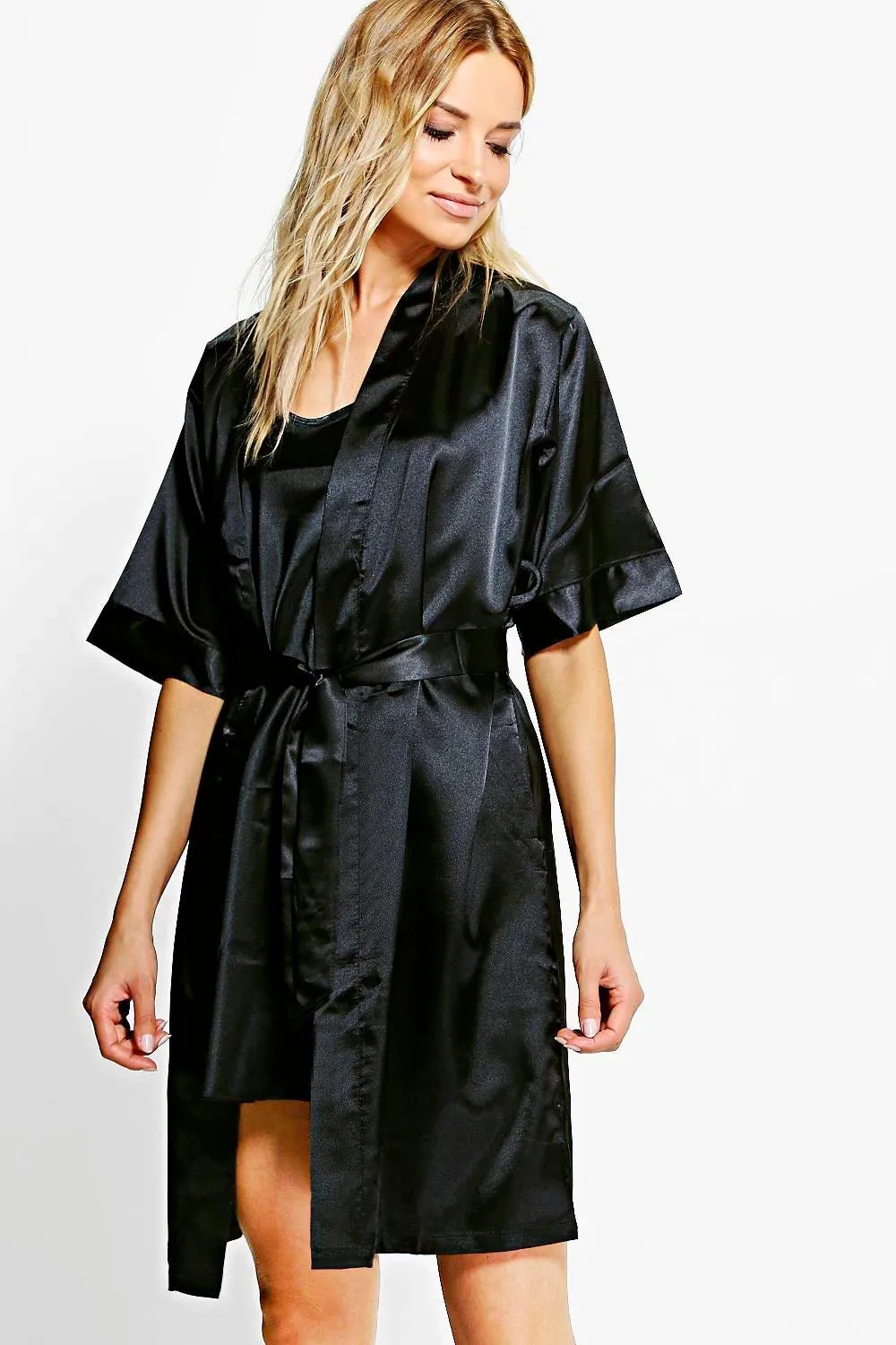 Isabelle Satin Slip And Kimono 2 Piece Set