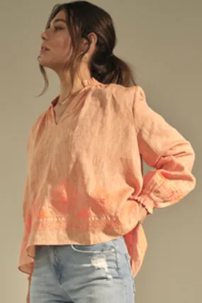 Jamana Emb Blouse | Coral Reef  | Bluse fra Mos Mosh