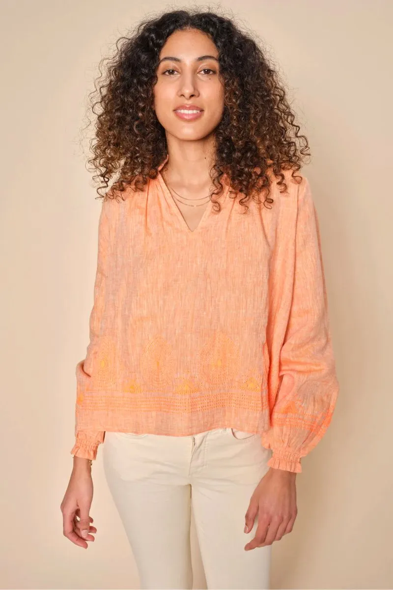 Jamana Emb Blouse | Coral Reef  | Bluse fra Mos Mosh