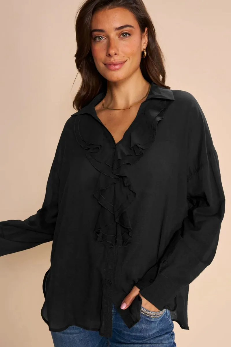 Jelena Voile Shirt | Black | Skjorte fra Mos Mosh