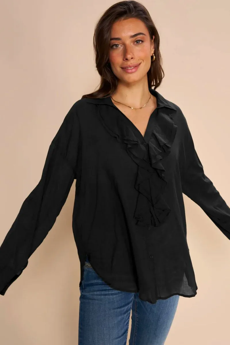 Jelena Voile Shirt | Black | Skjorte fra Mos Mosh