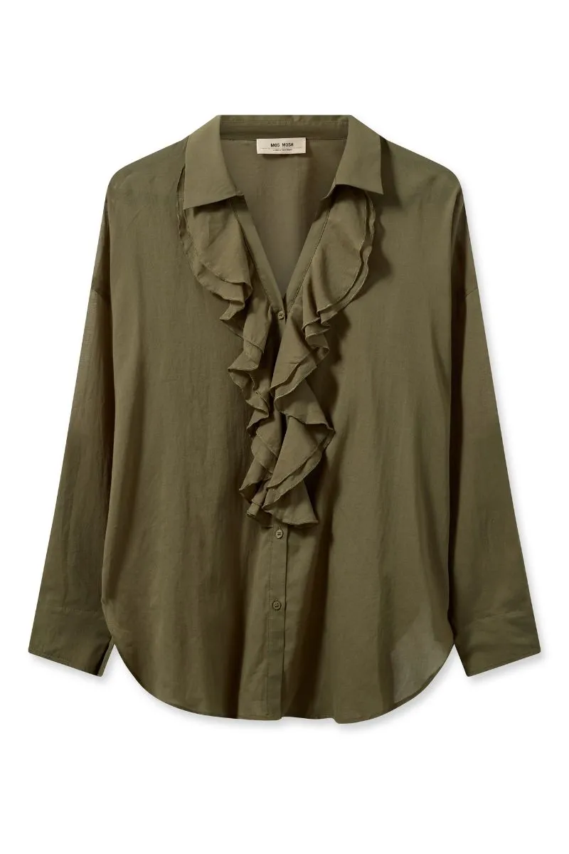 Jelena Voile Shirt | Burnt Olive | Skjorte fra Mos Mosh