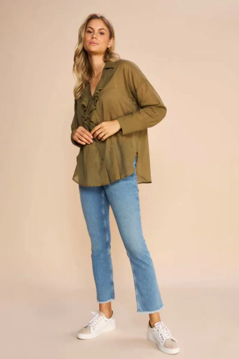 Jelena Voile Shirt | Burnt Olive | Skjorte fra Mos Mosh