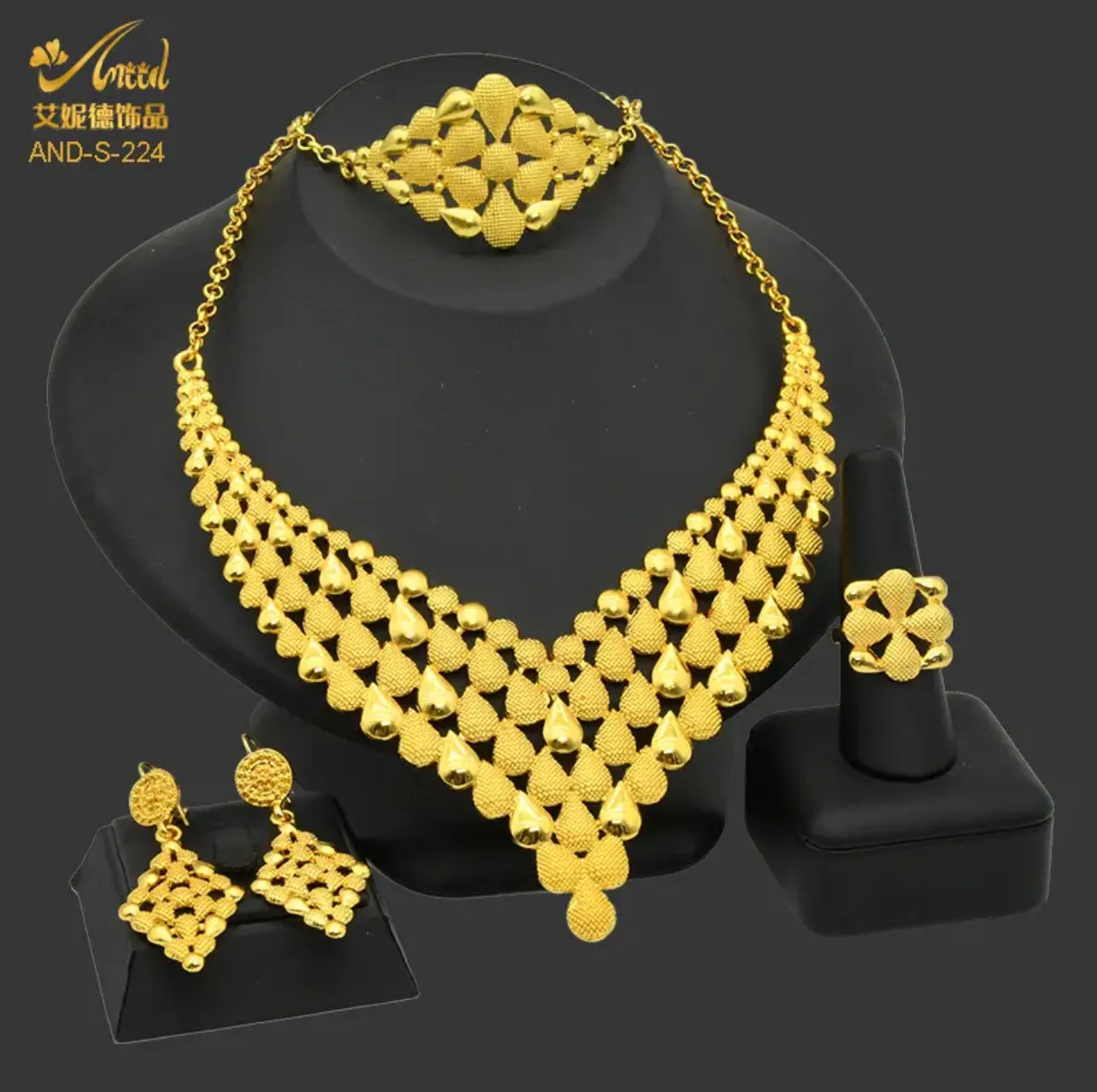 Jewelry Sets For Women African Necklace Earrings Bracelet Rings Set Indian Wedding Bridal Jewellery Accessories