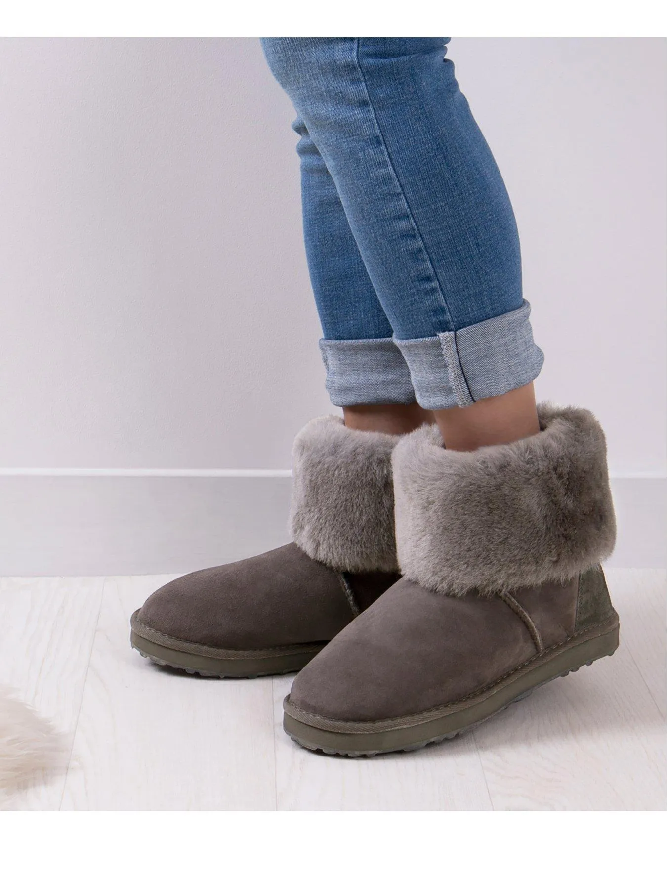 Just Sheepskin Ladies Cornwall Sheepskin Boot - Granite