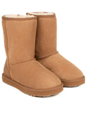 Just Sheepskin Ladies Short Classic Sheepskin Boot - Chestnut