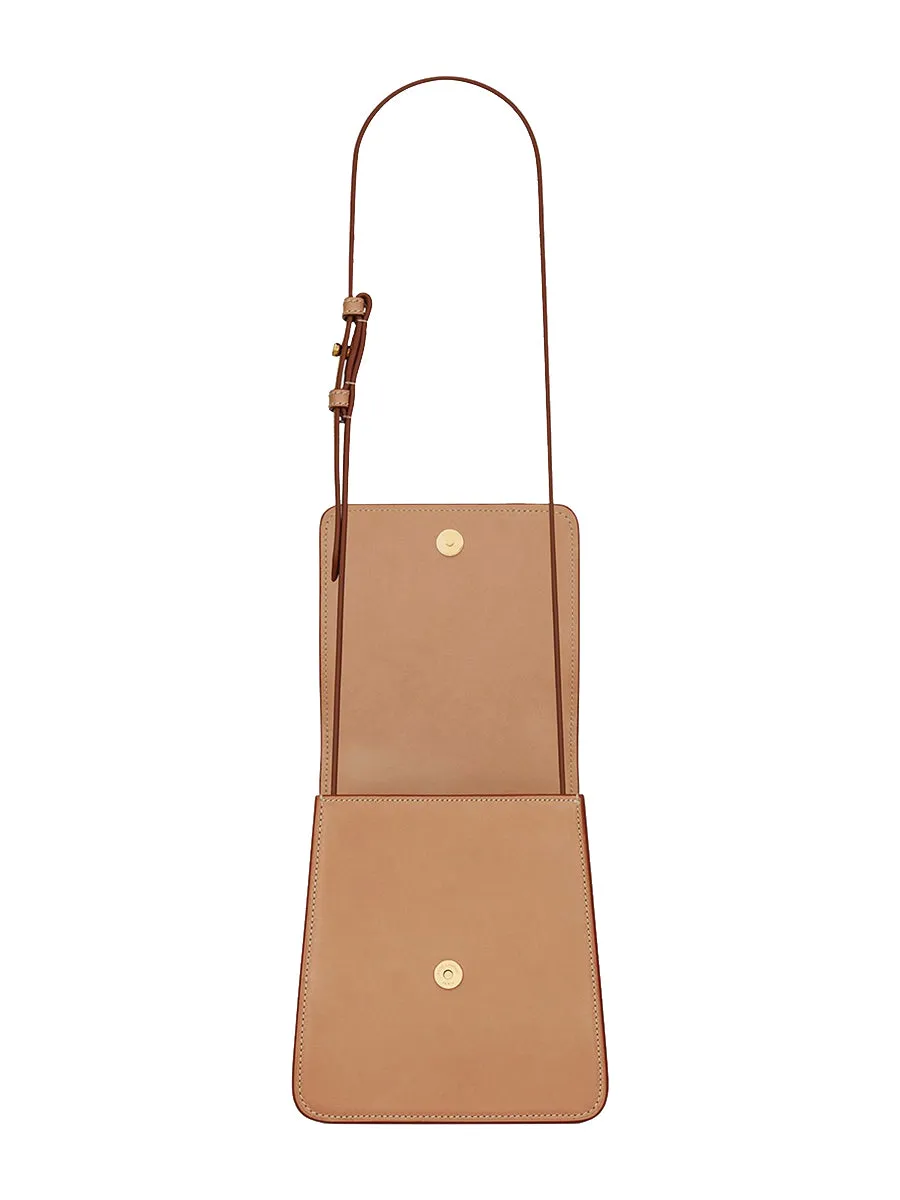 Kaia North/South Satchel Vegetable Tanned Leather in Brown Gold