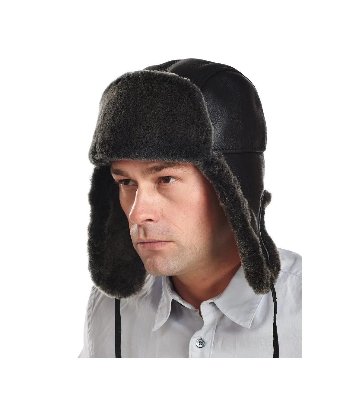 Keystone B-3 Napa Shearling Sheepskin Aviator in Black for Men: FurHatWorld.com