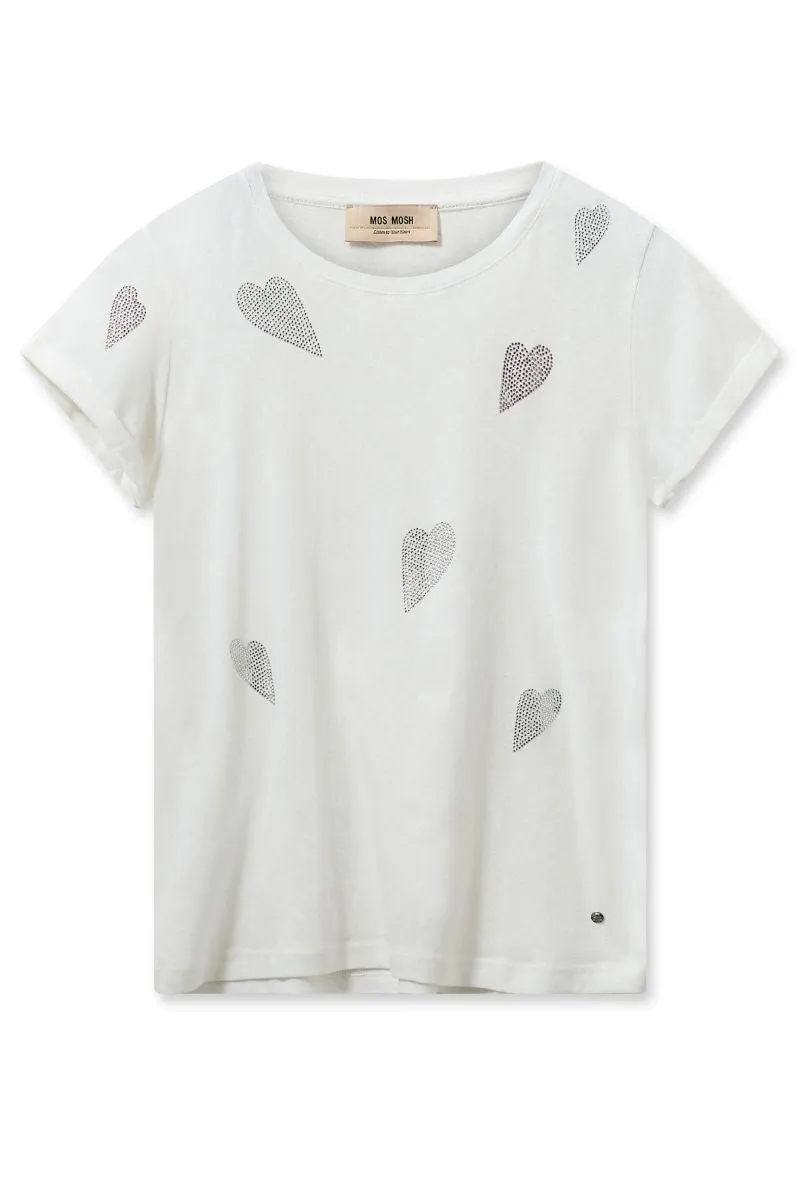 Laura O-SS Glam Tee | White | T-shirt fra Mos Mosh