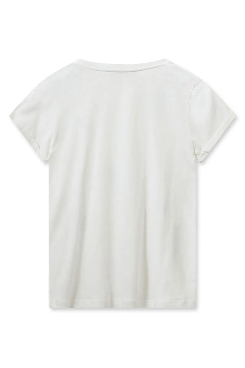 Laura O-SS Glam Tee | White | T-shirt fra Mos Mosh