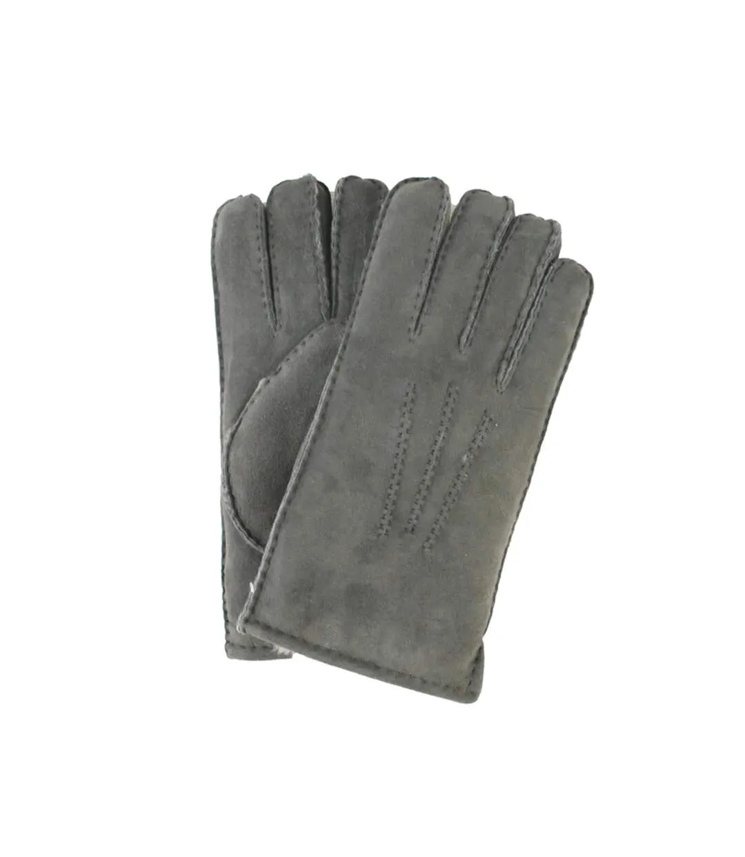 Leather mens 3 point stitch sheepskin gloves grey Eastern Counties