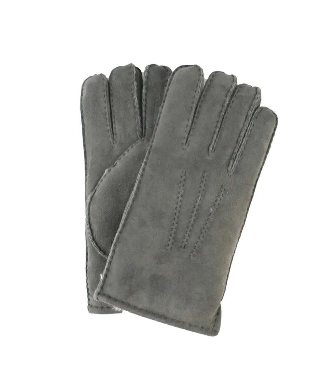 Leather mens 3 point stitch sheepskin gloves grey Eastern Counties