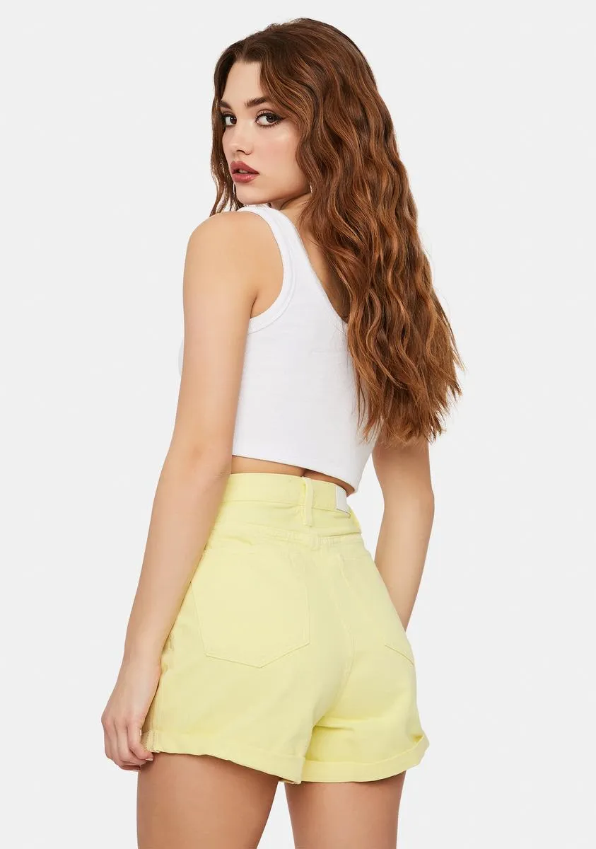 Lemon Sorbet Hi & Loose Denim Shorts-