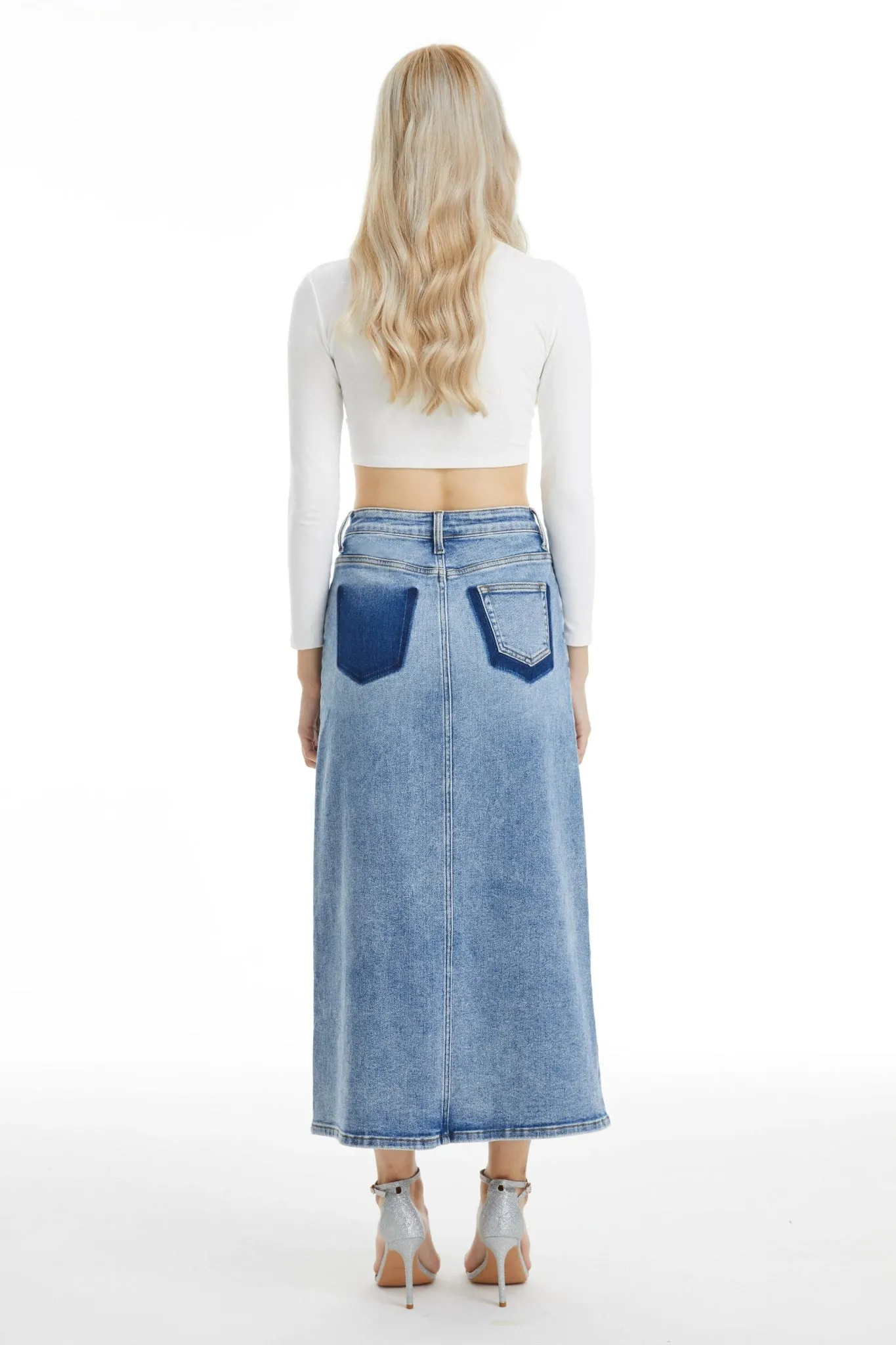 Light Wash Stretch Denim Skirt