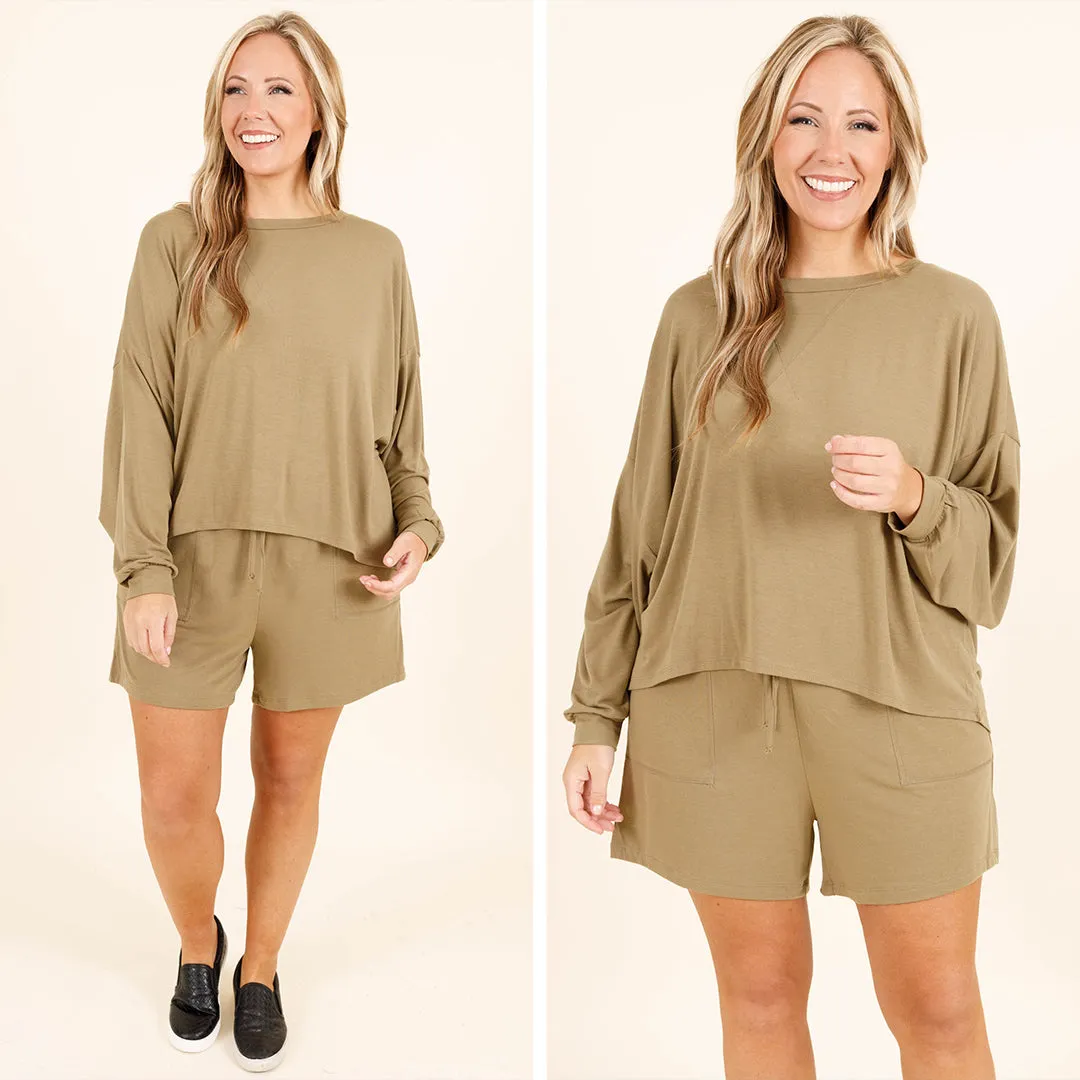 Live, Love, Lounge Set, Khaki