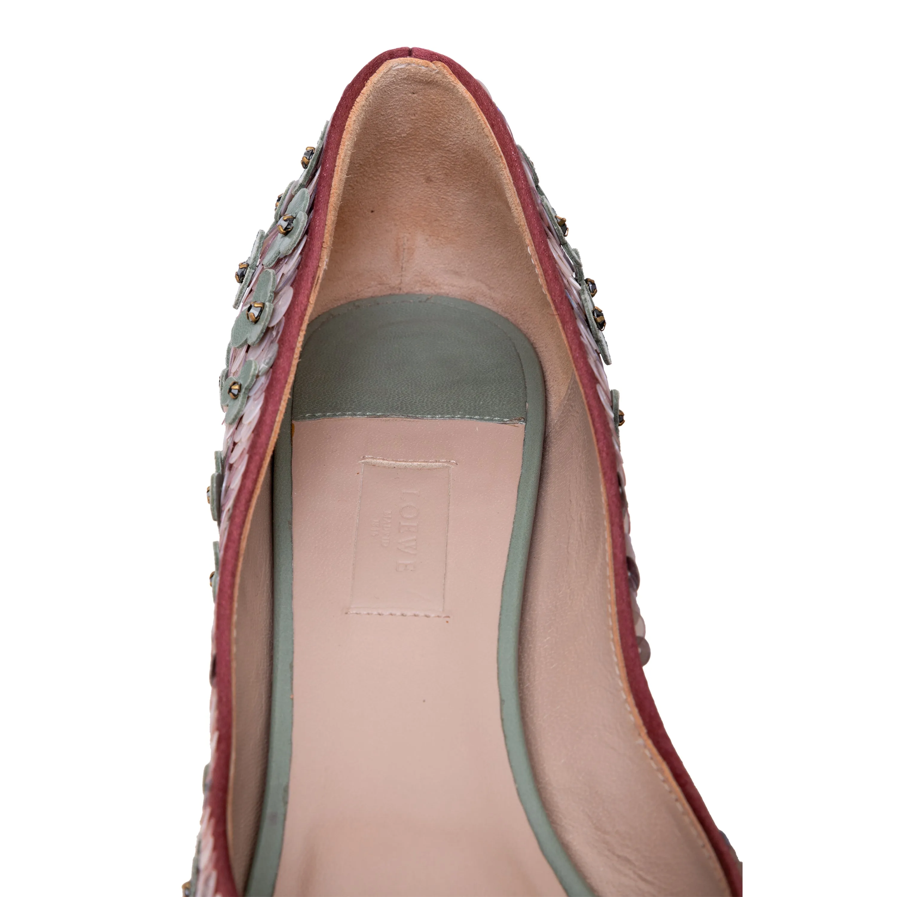 Loewe Flower Bead Embellished Pumps - '20s