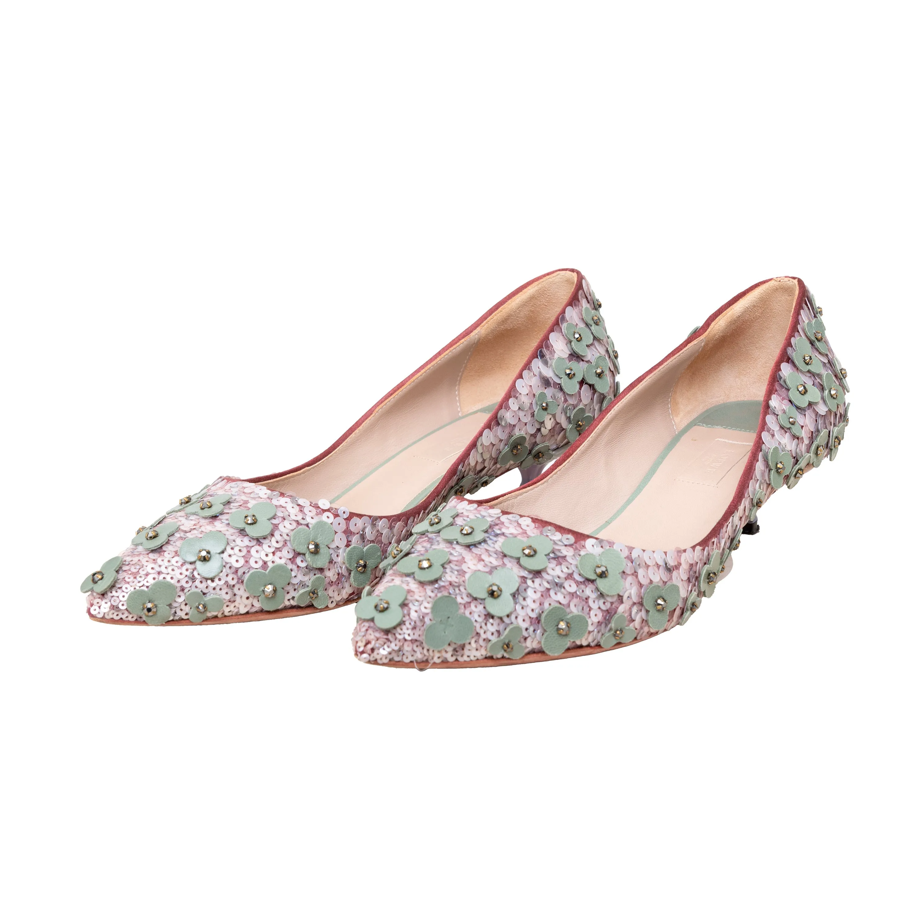 Loewe Flower Bead Embellished Pumps - '20s