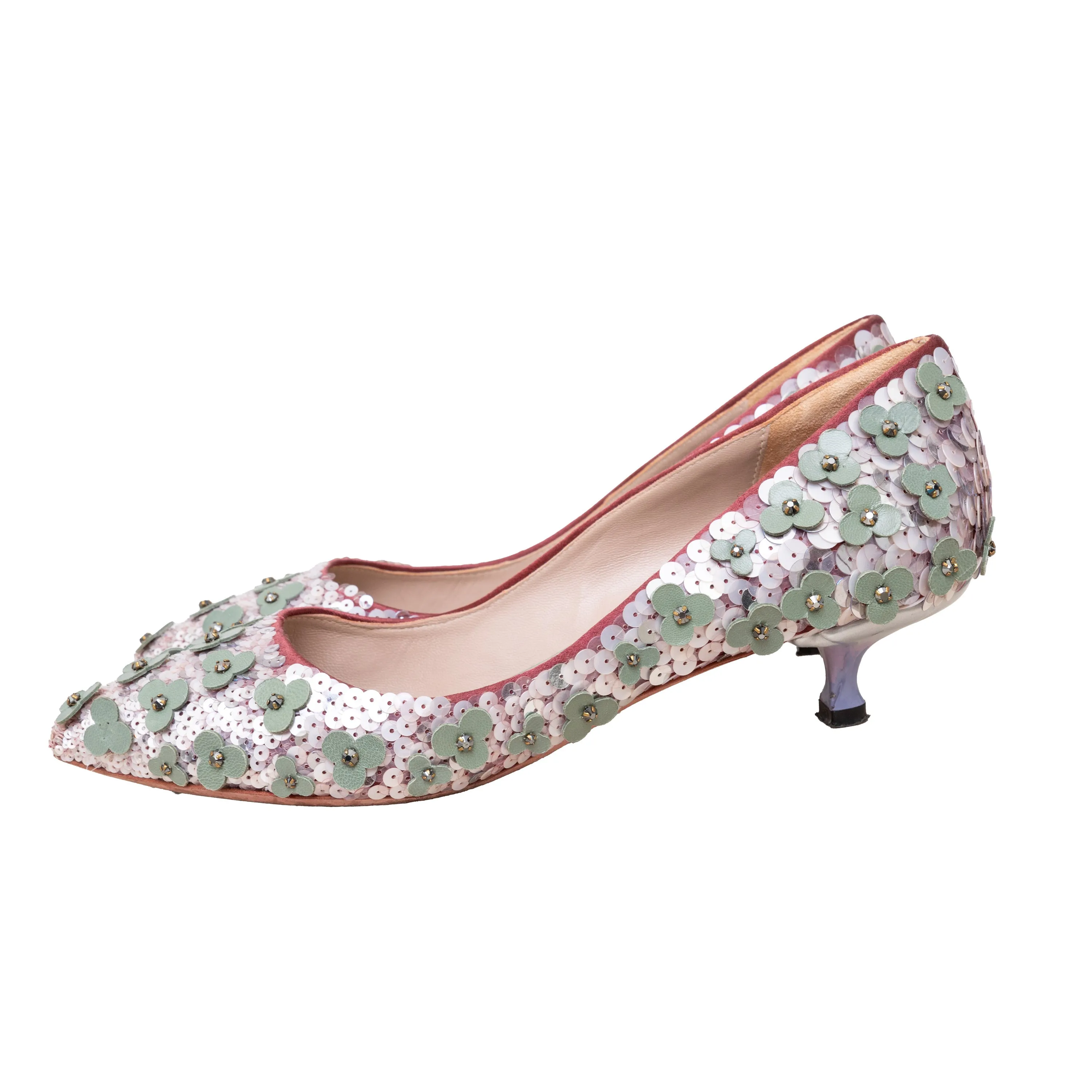 Loewe Flower Bead Embellished Pumps - '20s