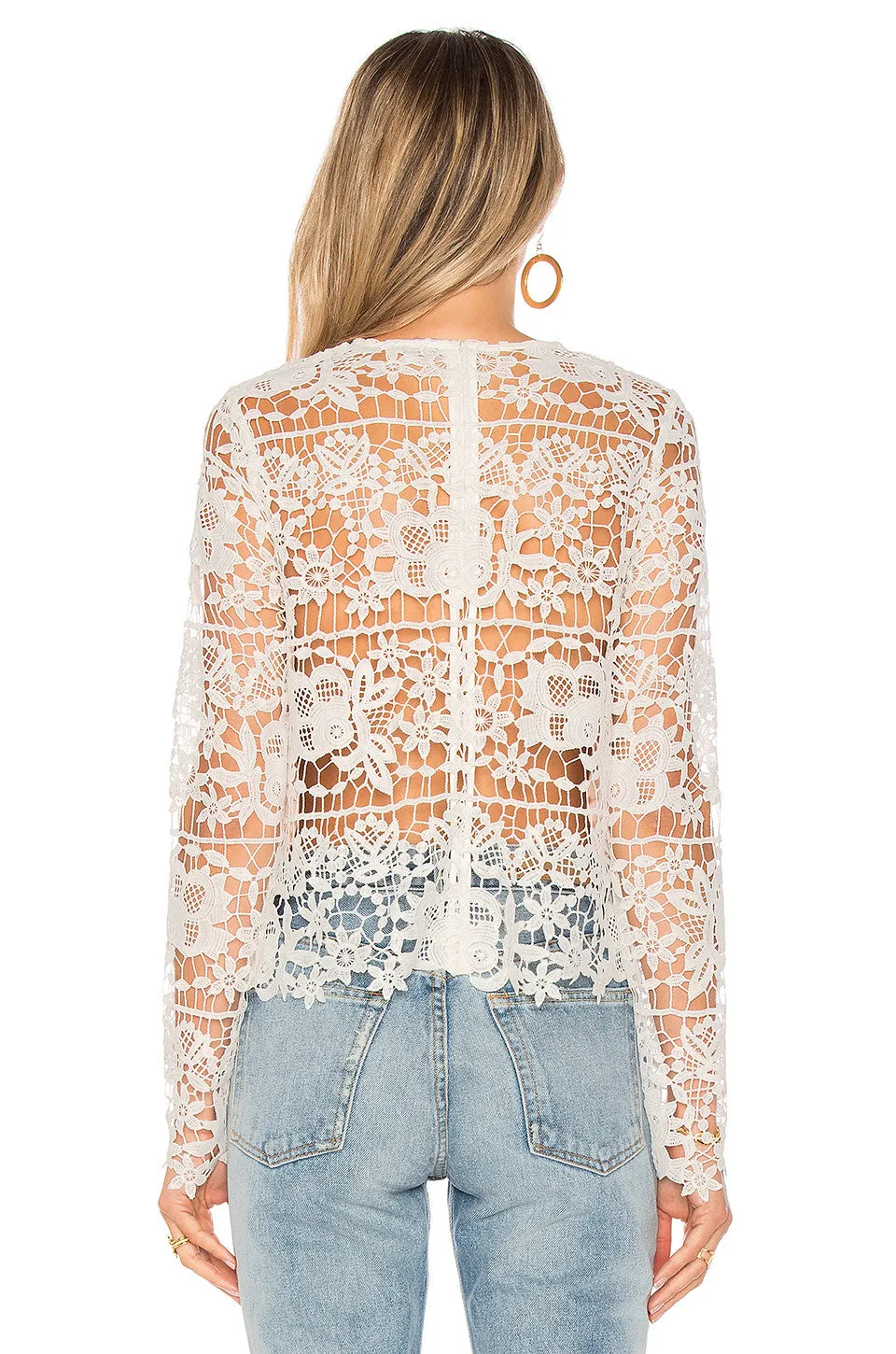 Lovers + Friends Lotus White Lace Top