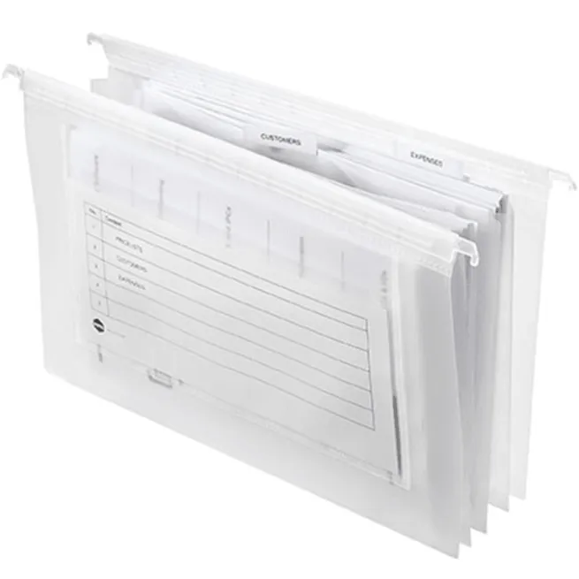 Marbig Expanding Suspension Files Foolscap 3 Pocket Pack 25 Clear