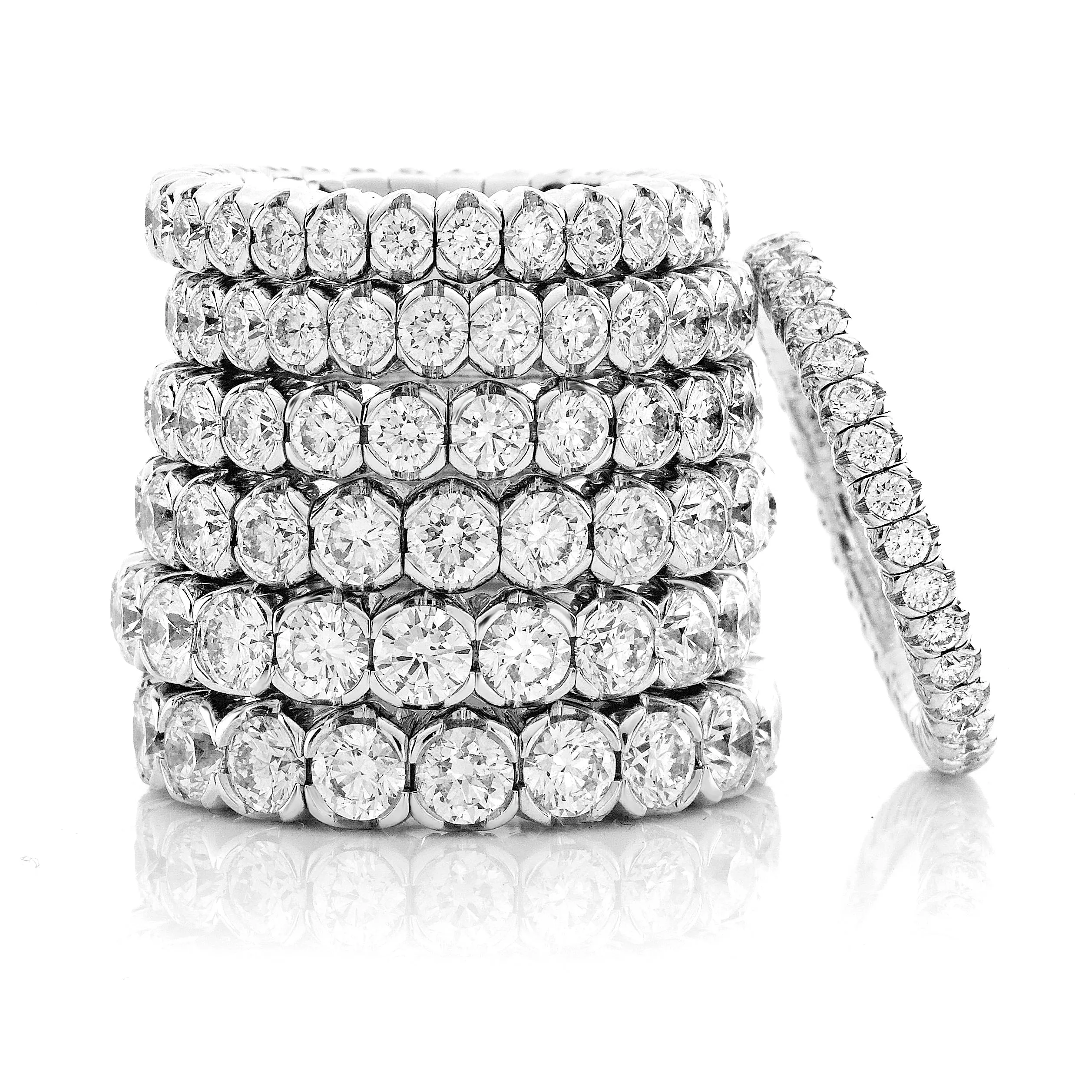 Mattioli X-Band Celebration Stretch Diamond Eternity Band Ring 18K ITALY .79 carats tw