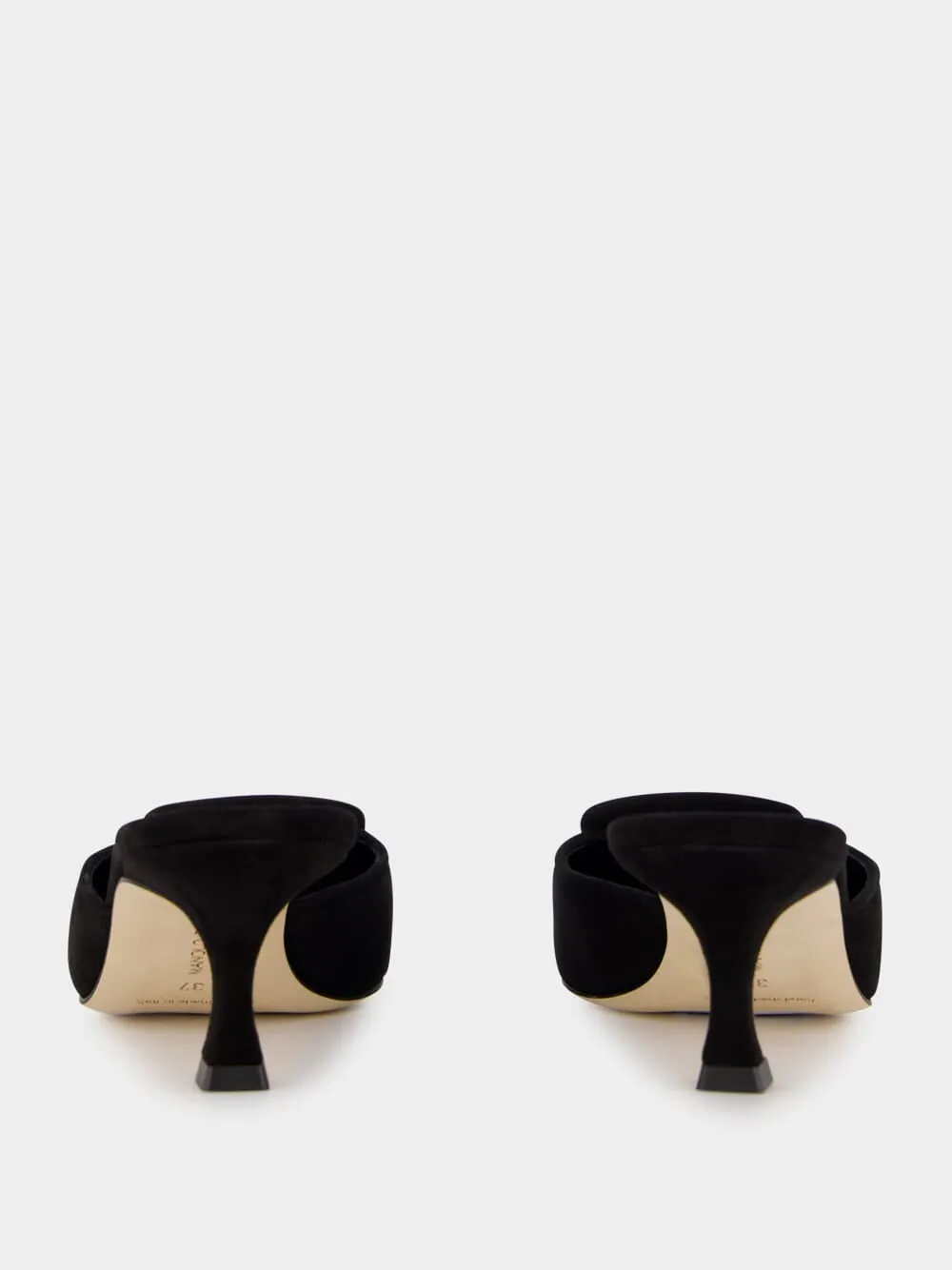 Maysale Black Suede Kitten Heel Mules