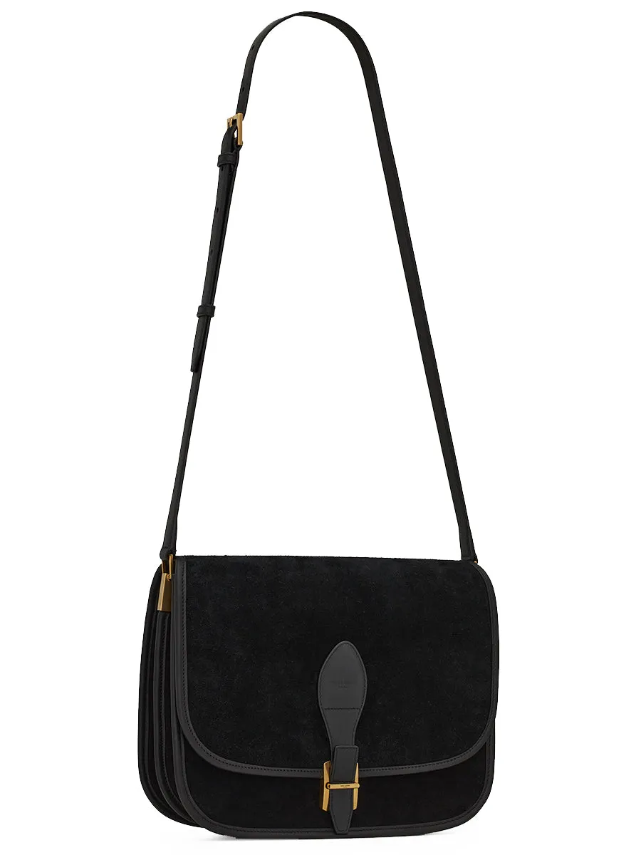 Medium Francoise Satchel in Suede and Goya Leather