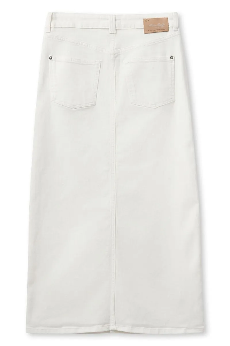 Mella White Denim Skirt | White | Nederdel fra Mos Mosh