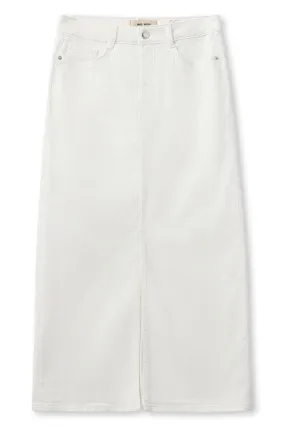 Mella White Denim Skirt | White | Nederdel fra Mos Mosh