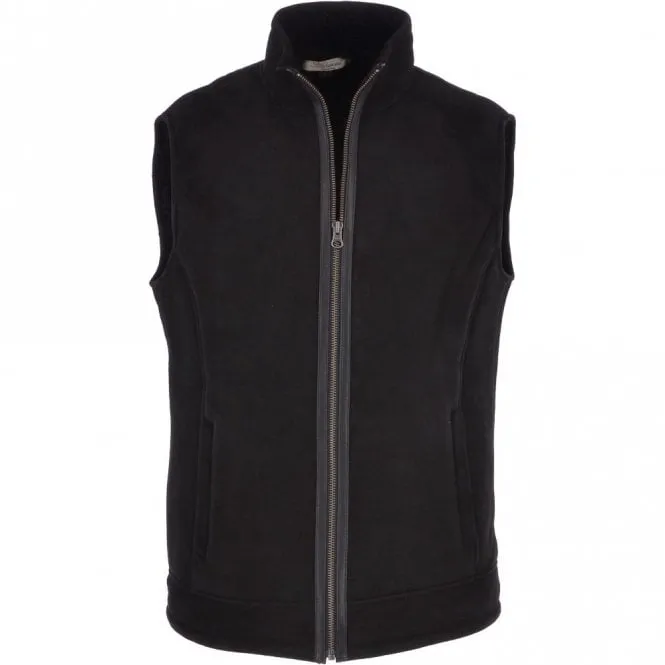 Men's Leather Sheepskin Gilet Black : Saxon