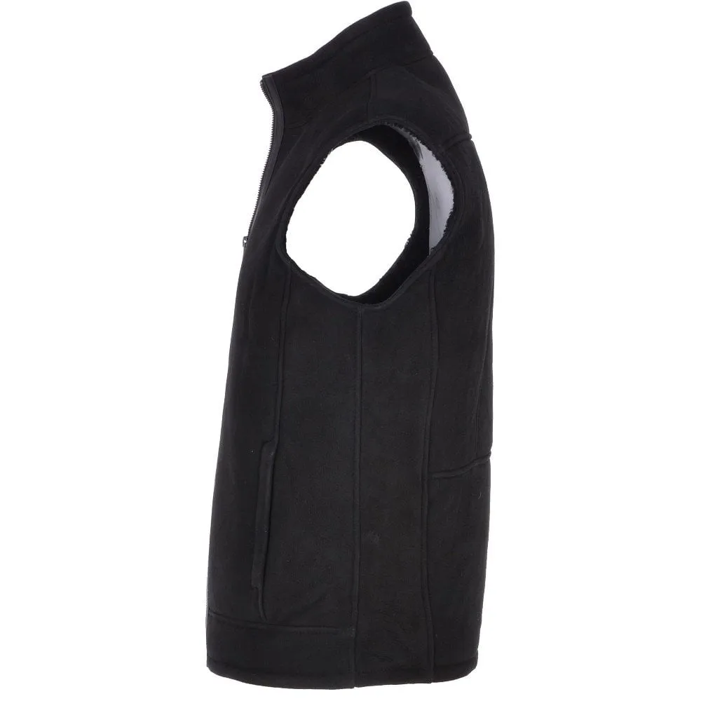 Men's Leather Sheepskin Gilet Black : Saxon