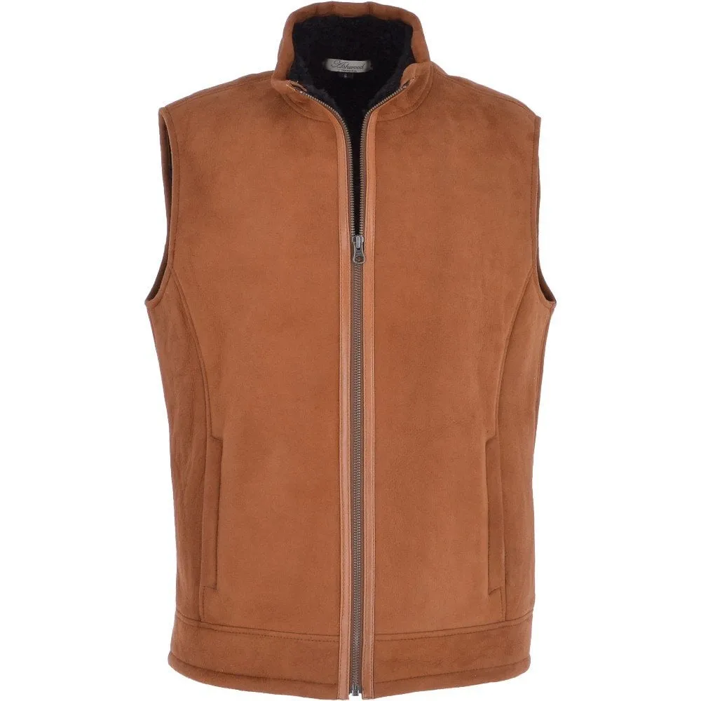 Men's Leather Sheepskin Gilet Whisky/black : Saxon